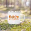 Hello Pumpkin Enamel Mug Halloween Camping Mug Gift For Grandma Mum Nana Autumn Home Decor Hygge Gift Fall Coffee Mug