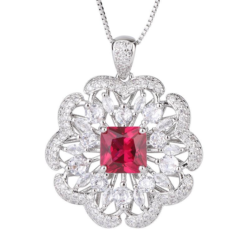 Emerald Wristband Bracelet Red Corundum Gemstone Layered Petal Wrist Chain Jewelry Set Paraiba Necklace