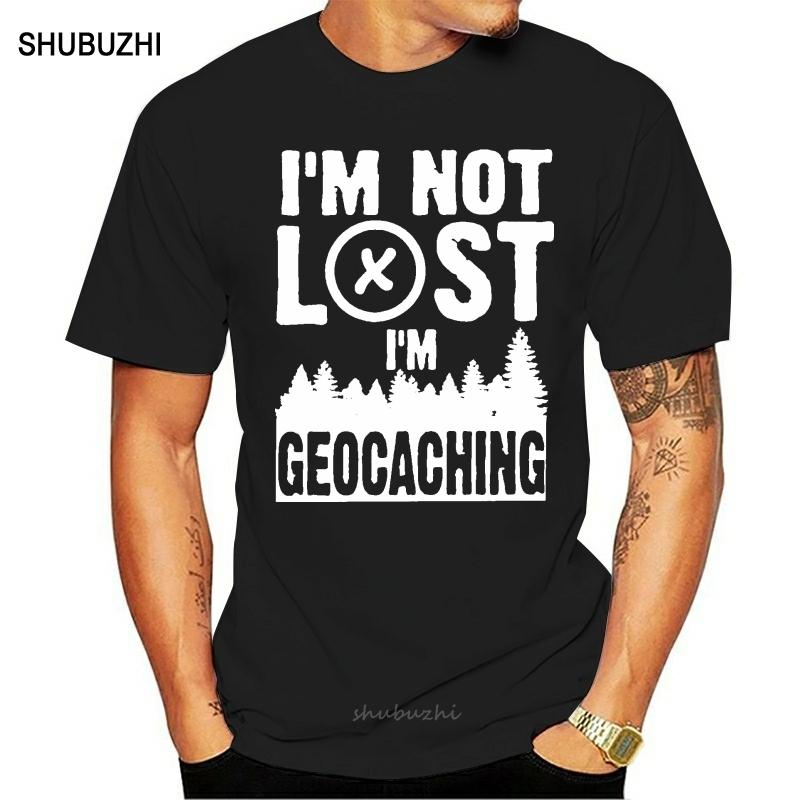 One Yona Men TShirts Im Not Lost Im Geocaching T Shirt  Cotton Tee Geocacher Cache Gps Sports Navigation Hiking Tops