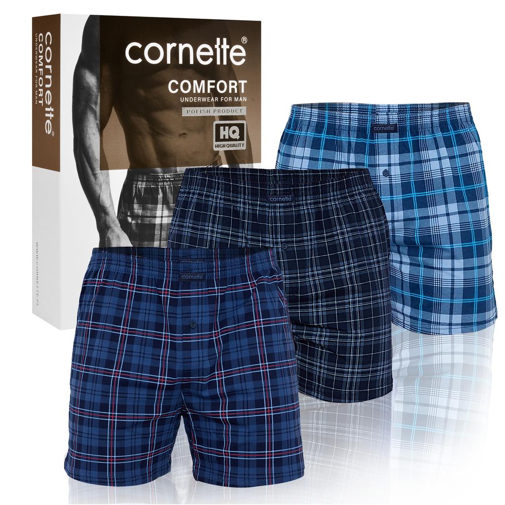 Pantaloncini da Boxer da Uomo Larghi in Cotone - Cornette - Comfort, Confezione da 3, Modello Bm003