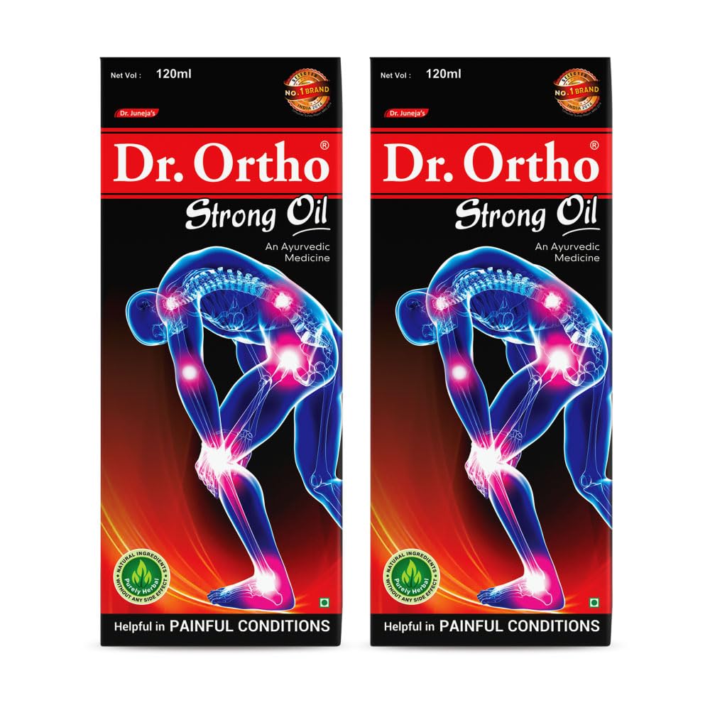 

Dr.Ortho Ayurvedic Strong Oil 120Ml Pack Of 2 For Joint, Muscle, Knee, Back, Neck, Shoulder Pain Relief