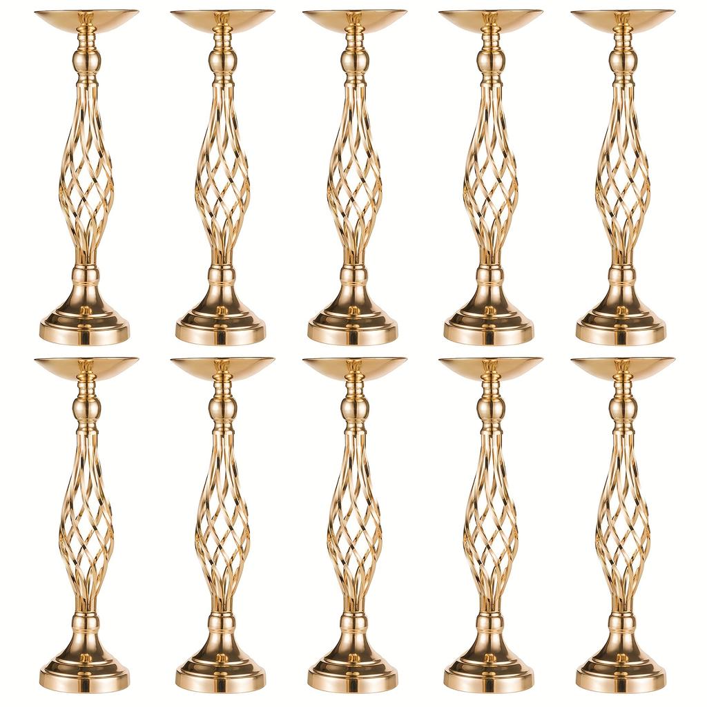 10pcs Elegant Metal Flower Vase Dining Table Butter Lamp Candlestick Ornaments Boho Artificial Flower Decor Bottle Flower Stand
