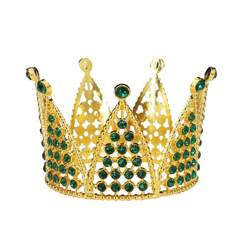 Crown Party Birthday Baking Decoration Show Children's Hair Accessories Bridal Accessories Round Tiara Alloy Rhinestone Crown