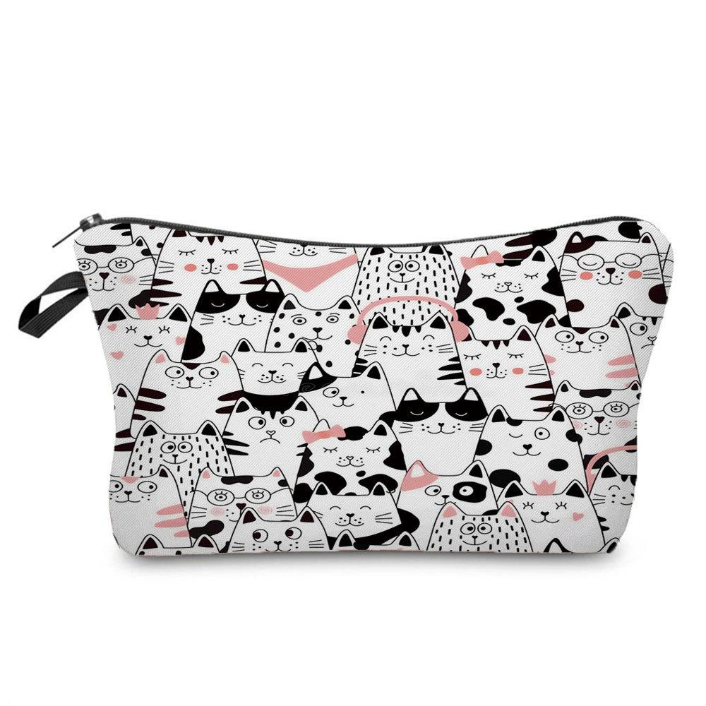 Women Cat Print Cosmetic Bag Toiletries Organize Travel Storage Case 6689