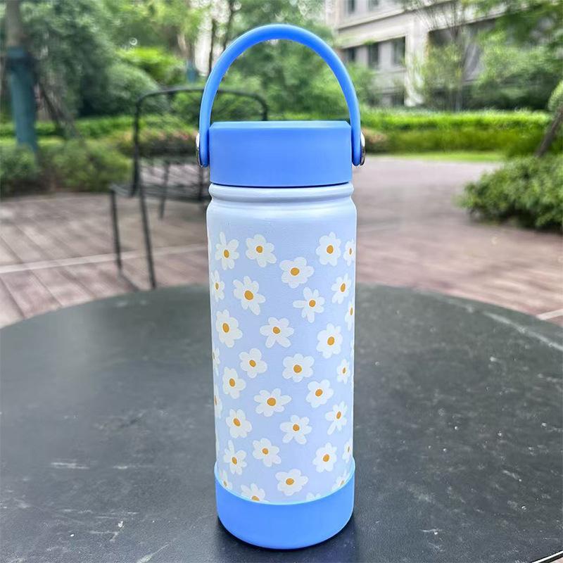 Insulated Water Bottle Floral Printed Stainless Steel Leak Proof Reusable for Office Women Girls Daily Drinking