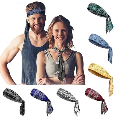 Moisture Wicking Tie Back Headbands Stretch Sweatband New Stretch Sports HairBand  Sports