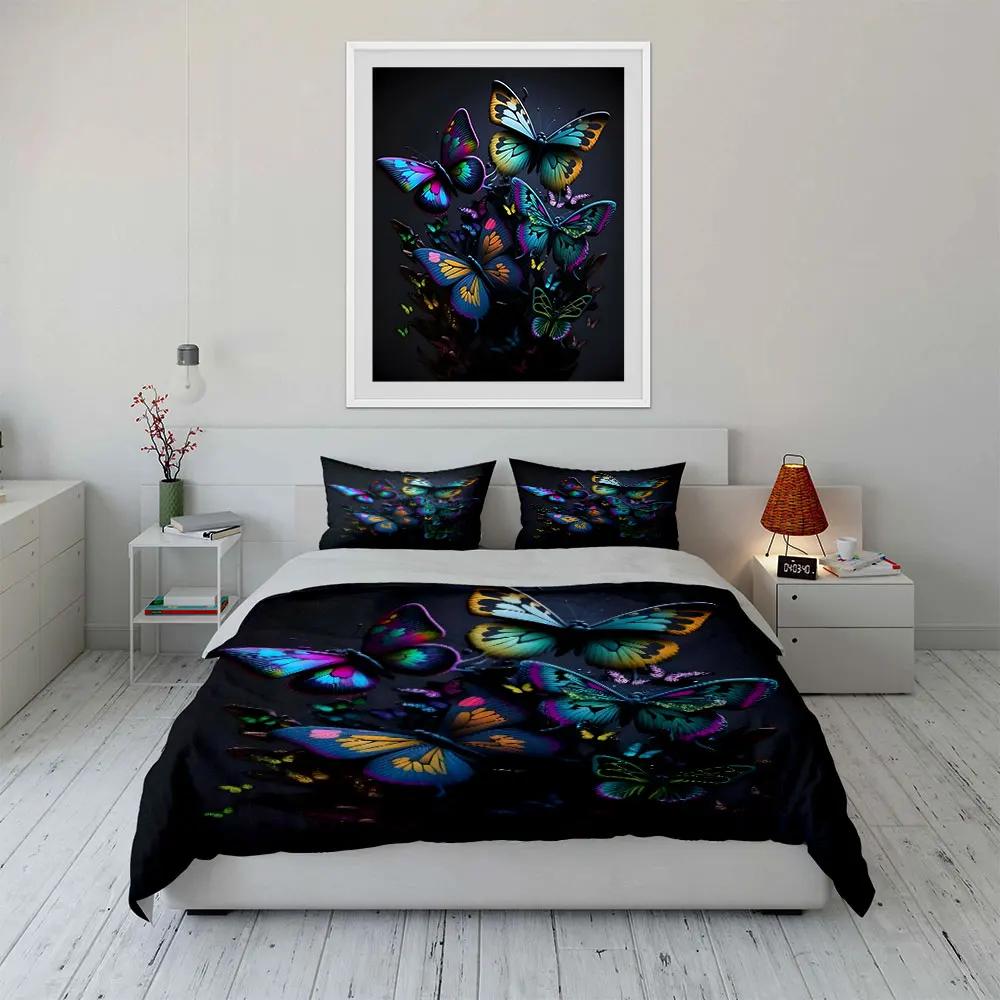 Colorful Butterfly Decor bedding Set Multiple sizes kid's and adults' bedroom Exquisite 3PC bedding set gift