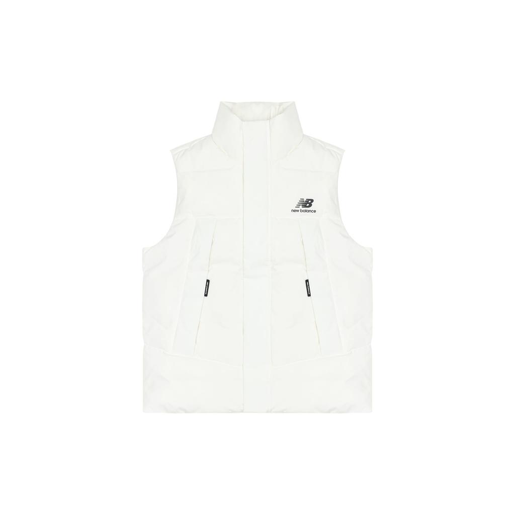 New Balance Pocket Puffer Down Vests Men's White Stand Collar Moderate Other AMV24360-CIC