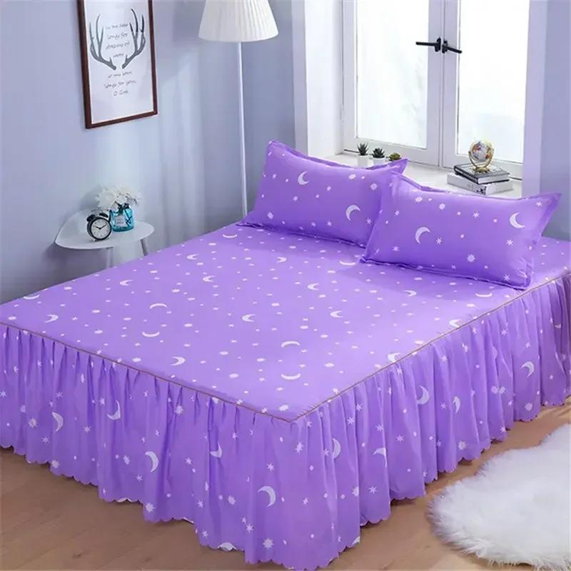 Bed Skirt Cotton Bedspread Set Embroidery Bed Dress Pillow Cases 3 Pieces/Set For King/Queen Double 1.5/1.8/2M Sheet Cover