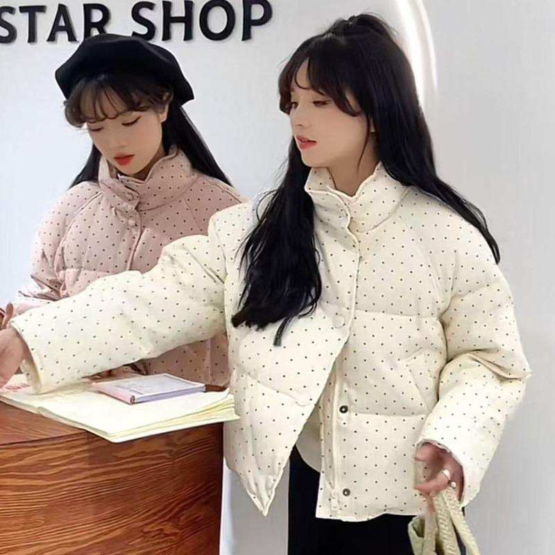 Niche polka dot down cotton-padded clothes women's short winter new versatile sweet little cotton-padded coat