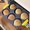 6-cavity Silicone Hamburger Bun Pan, Nonstick Loaf Pan & Heat Resistant Burger Bun Pans For Baking, Bread Pans For Baking