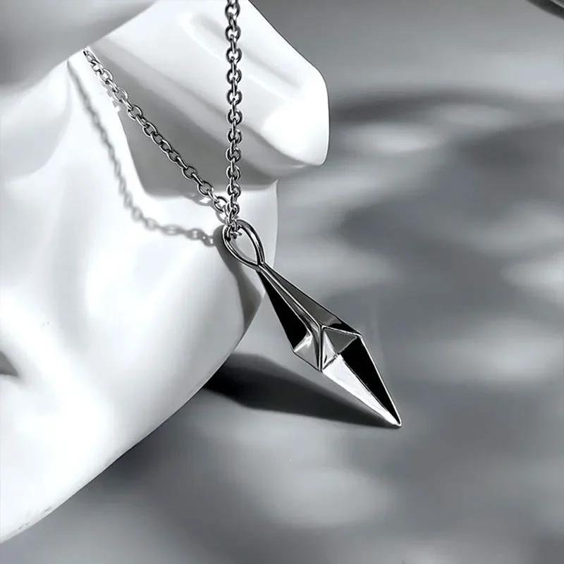 Pendant Necklace For Men Women Stainless Steel Neck Chains Geometric Rhombic Charm Hip Hop Sweater Necklace