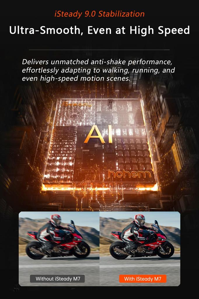 hohem M7 Smartphone Gimbal Stabilizer AI Tracker Detachable Touch Screen Remote Control Loading Capacity 500g Gimbal for iPhone Android Selfie Stick