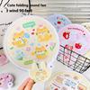 Cute Mini Folding Fan with Photo Reflector Portable Dual-use Summer Manual Cooling Tool Refresh Outdoor Handheld Round PocketFan