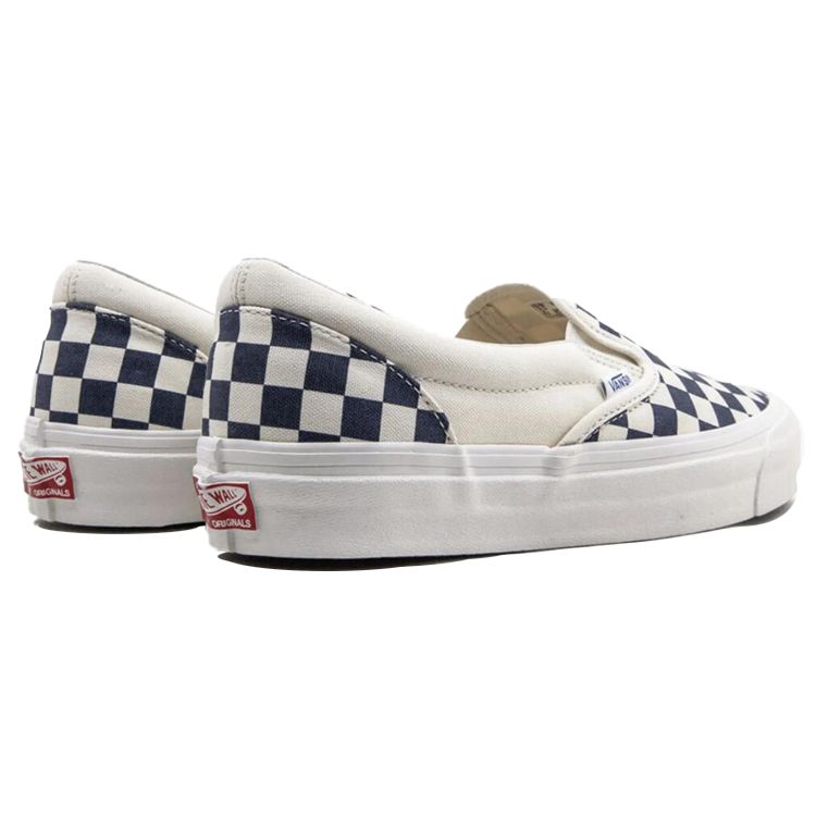Vans OG Classic Slip-On LX Navy Checkerboard Unisex Sneakers White VN0A32QNP4I