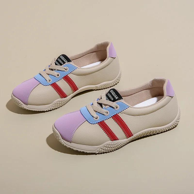 

Fashion New Women Platform Sneakers Fashion Round Toe Casual Lace Up Sports Shoes Woman Non Slip Walking Shoes Ladies One-pedal Loafers 40 фиолетовый