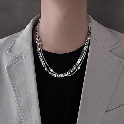 Men's Trendy High-End Pearl Necklace – Stylish Rogue Design for Boys' Fashion