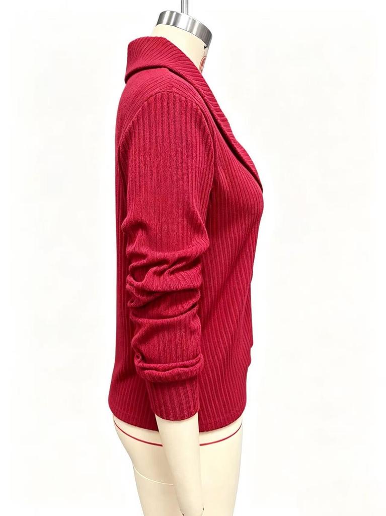 2026 European & American Women's Autumn/Winter Nine-Sleeve Lapel Button Solid Color Fashion