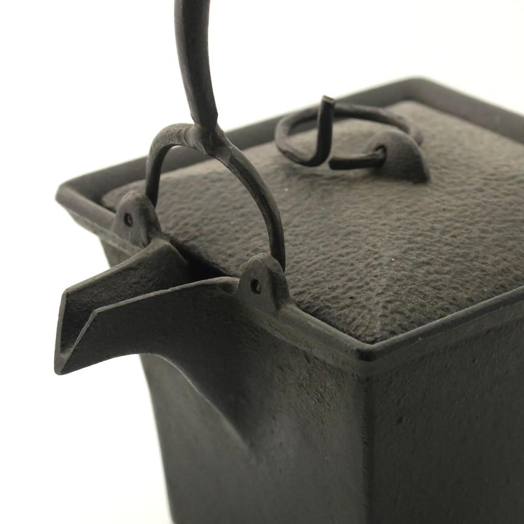 Takaoka Copperware Kita Shobei Kancha Teapot, Square, Black, Approx. 350ml Capacity, Takaoka Iron Teapot, Made in Japan, Product Number 22078