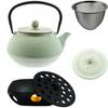 Kettle 0.8L Cast Iron Teapot Infuser Tea Strainer Set + Warmer