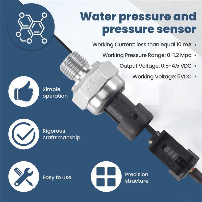 A22F-Pressure Transducer Sensor 5V 0-1.2Mpa Oil Fuel For Gas Water Air