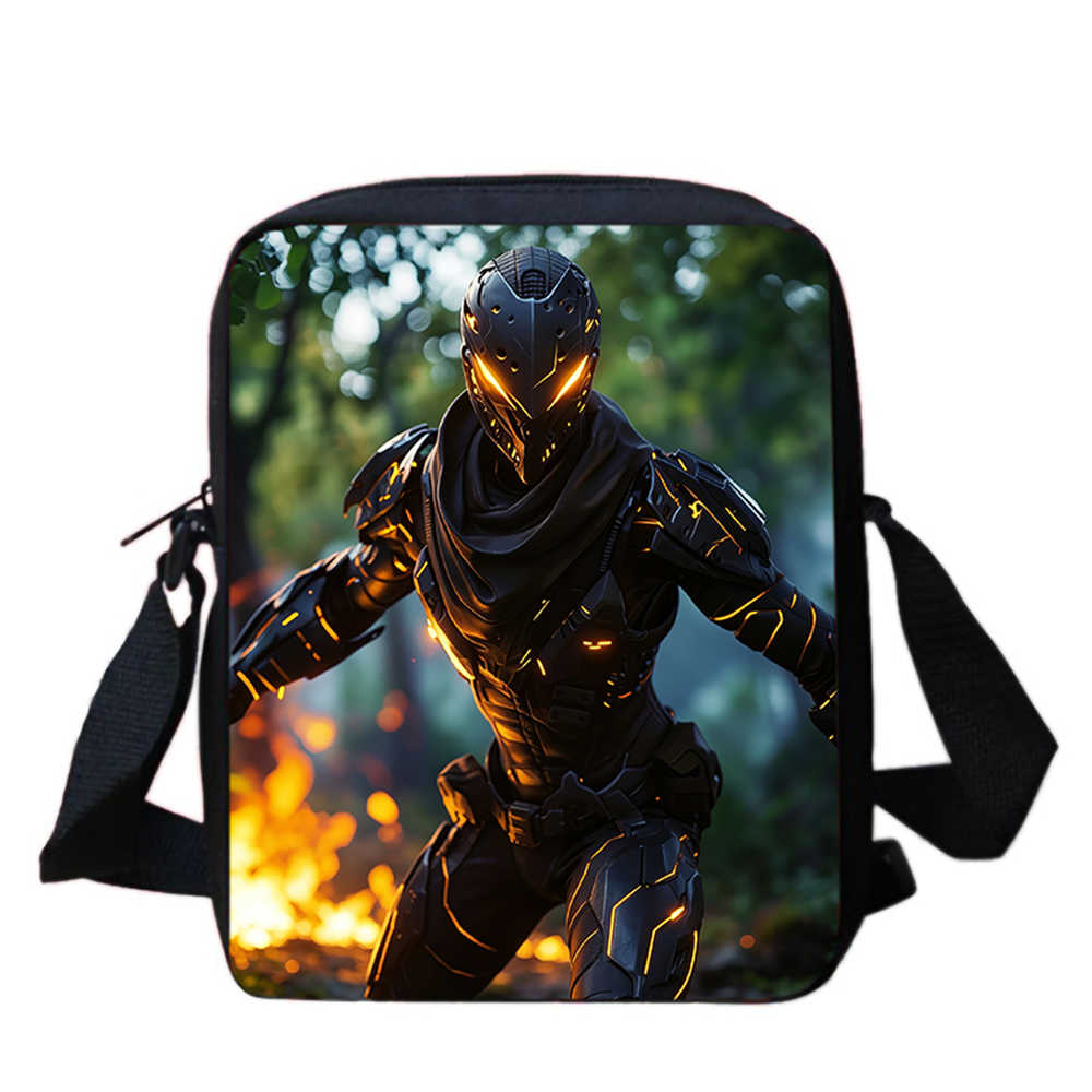 Cute Fortnite Cartoon Shoulder Crossbody Bag, Unisex Kids Aged 6-14 Portable Printed Small Bag for Daily School Travel Use
