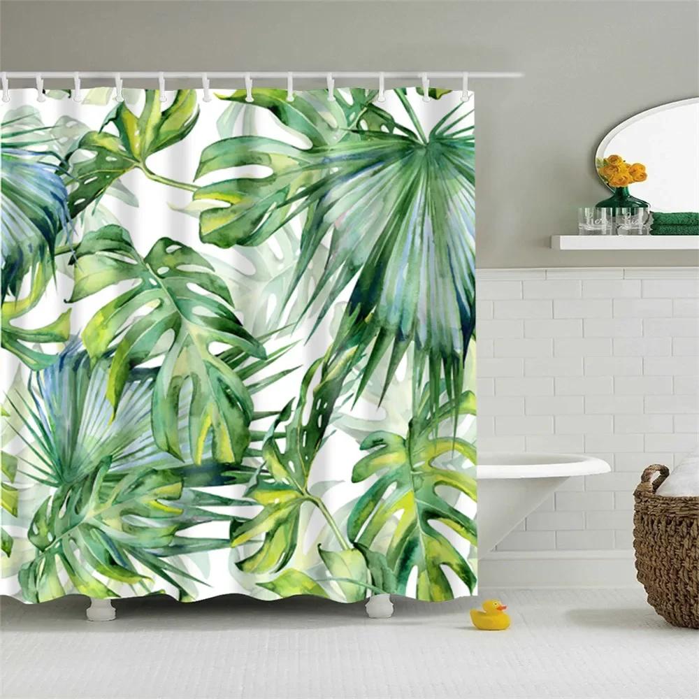 3D Buddha Plant Printed Bath Curtains Waterproof Polyester Fabric Bathroom Shower Curtain Screen with Hooks Bathroom Curtains