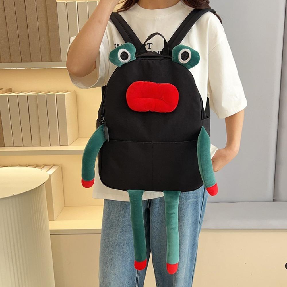 New Kawaii Rucksack Cartoon Plush Frog Children's School Backpack Lightweight Large Capacity Book Bags Learning Supplies