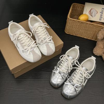 Silver Inner Height Increase Flat Bottom German Training Shoes Women's Shoes 2025 New Autumn and Summer Casual Sports Board Shoes Forrest Gump Shoes