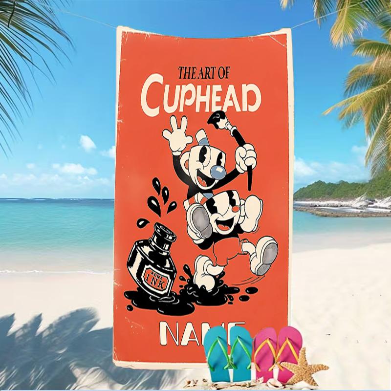Customizable personalized beach towels Cuphead themed designs.Suitable for the beach, yoga, sports;ideal as beach accessories