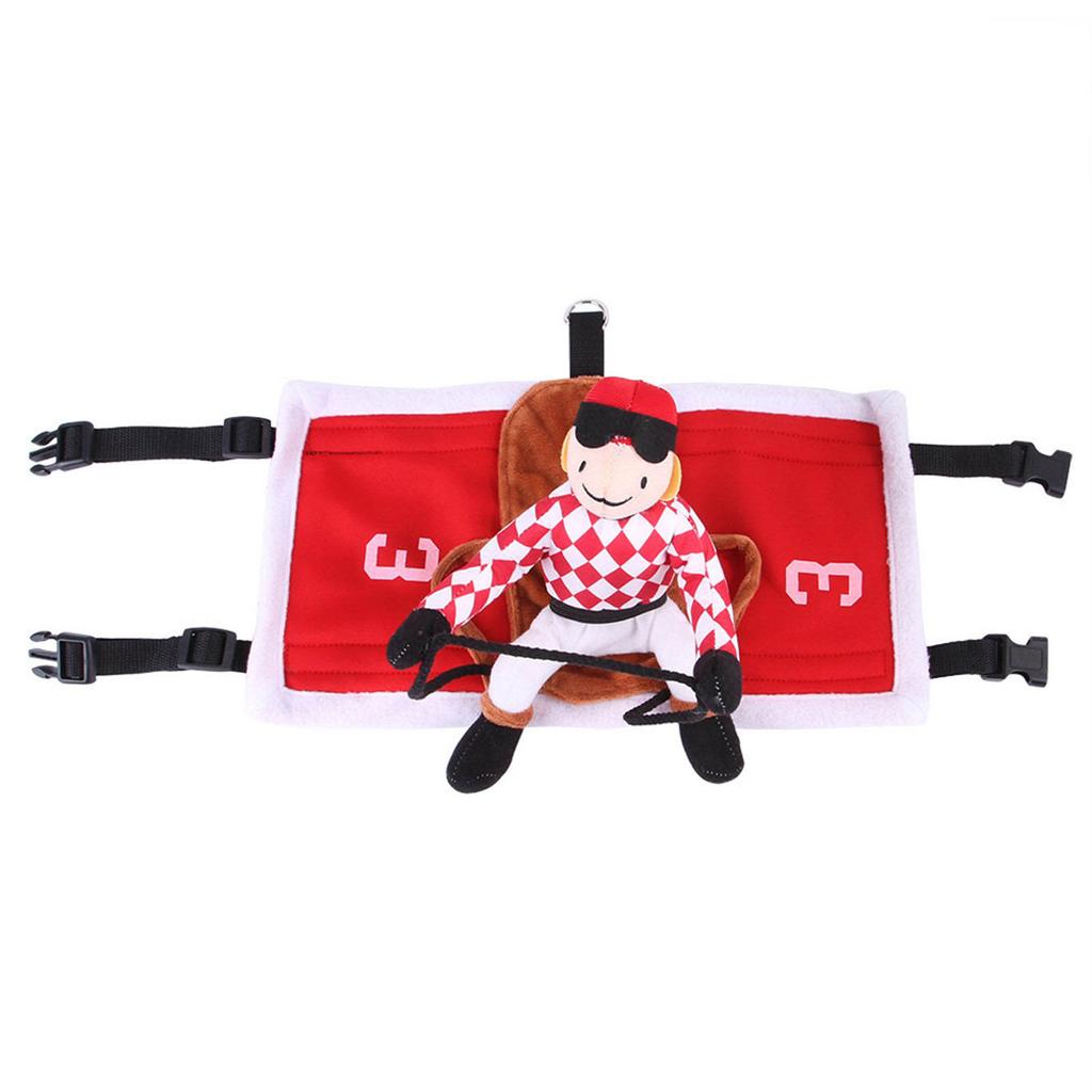 Costume da Cavaliere per Cane Cavallo Equitazione Halloween Animale Domestico Animale Morbido Costume Cappotto da Equitazione Tema Accessori Cosplay