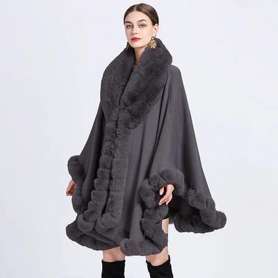 Collar  Hooded Shawl Cape Large Size Woolen Coat Cardigan Women