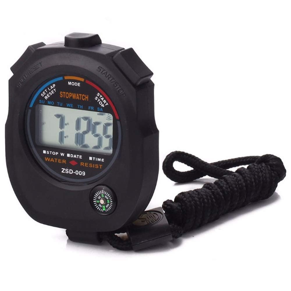 Cluoling Stopwatch Sports Digital Timer Waterproof Measures In for Referees and with Strap Included Stopwatch, 0.01 Seconds, Training,