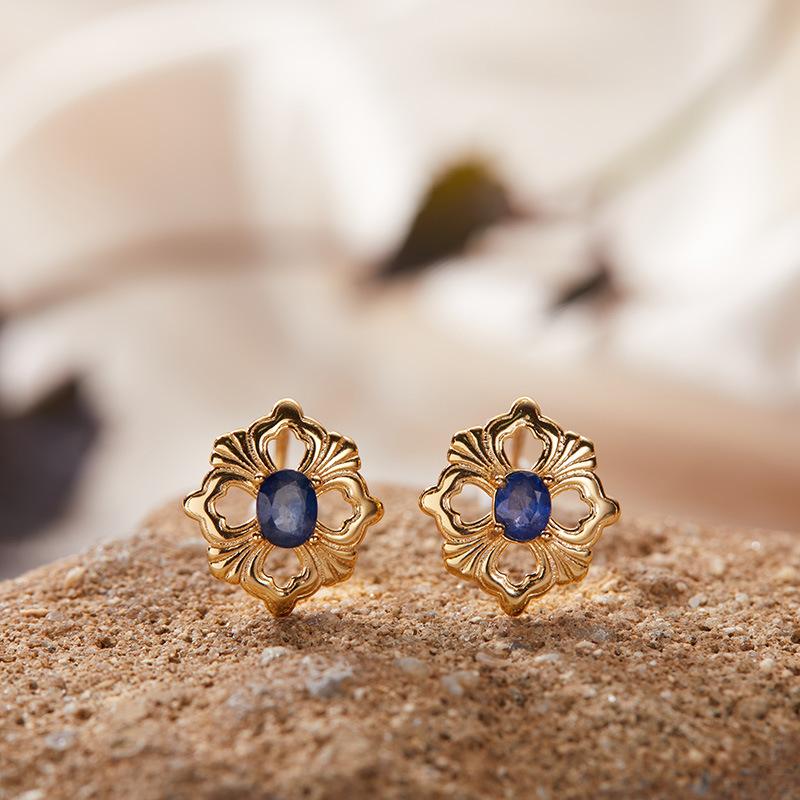 S925 Sterling Silver Natural Colored Treasure Necklace Women'S Niche Light Luxury High-End Set French Retro Brushed Collarbone Chain