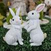 Resin Simulation Bunny Figurine Sitting Standing Position Realistic Easter Decoration Statue Happy Easter Handmade Bunny Model