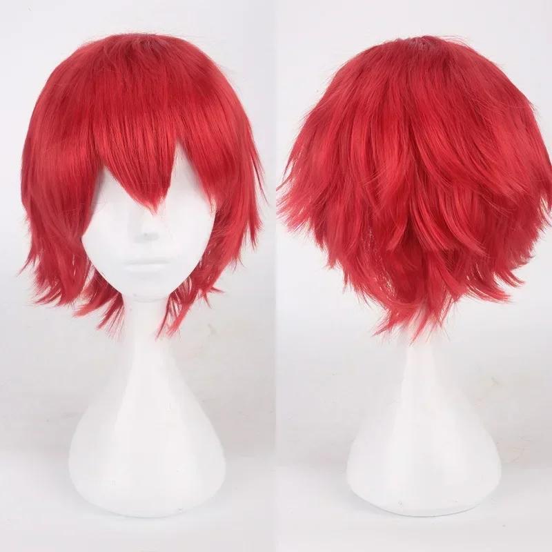 Anime Mystic Messenger 707 Cosplay Synthetic Wig Short Red Orange Heat Resistant Hair Cosplay Wigs