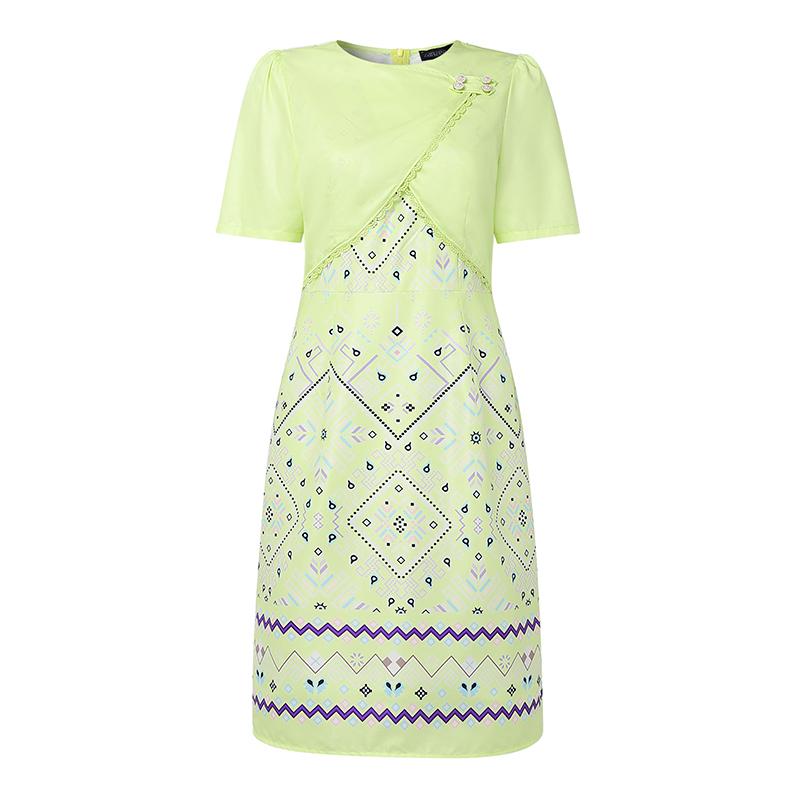 

ZANZEA Women Casual Round Neck Short Sleeve Print Patchwork Sheath Dress 5XL