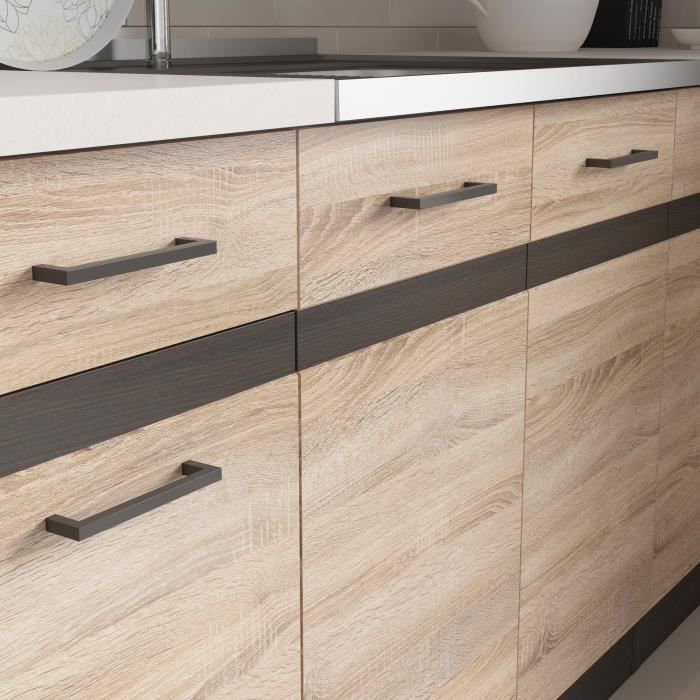 JUNONA Complete Corner Kitchen and Worktop L 3m40 - Reversible Corner - Sonoma Oak Decor - Worktop Included