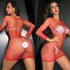 Women Fishnet Mini Sexy Dress Mesh See Through Hollow Skirt Hot Transparent Girl Dress Erotic Costume Crotchless Lingerie