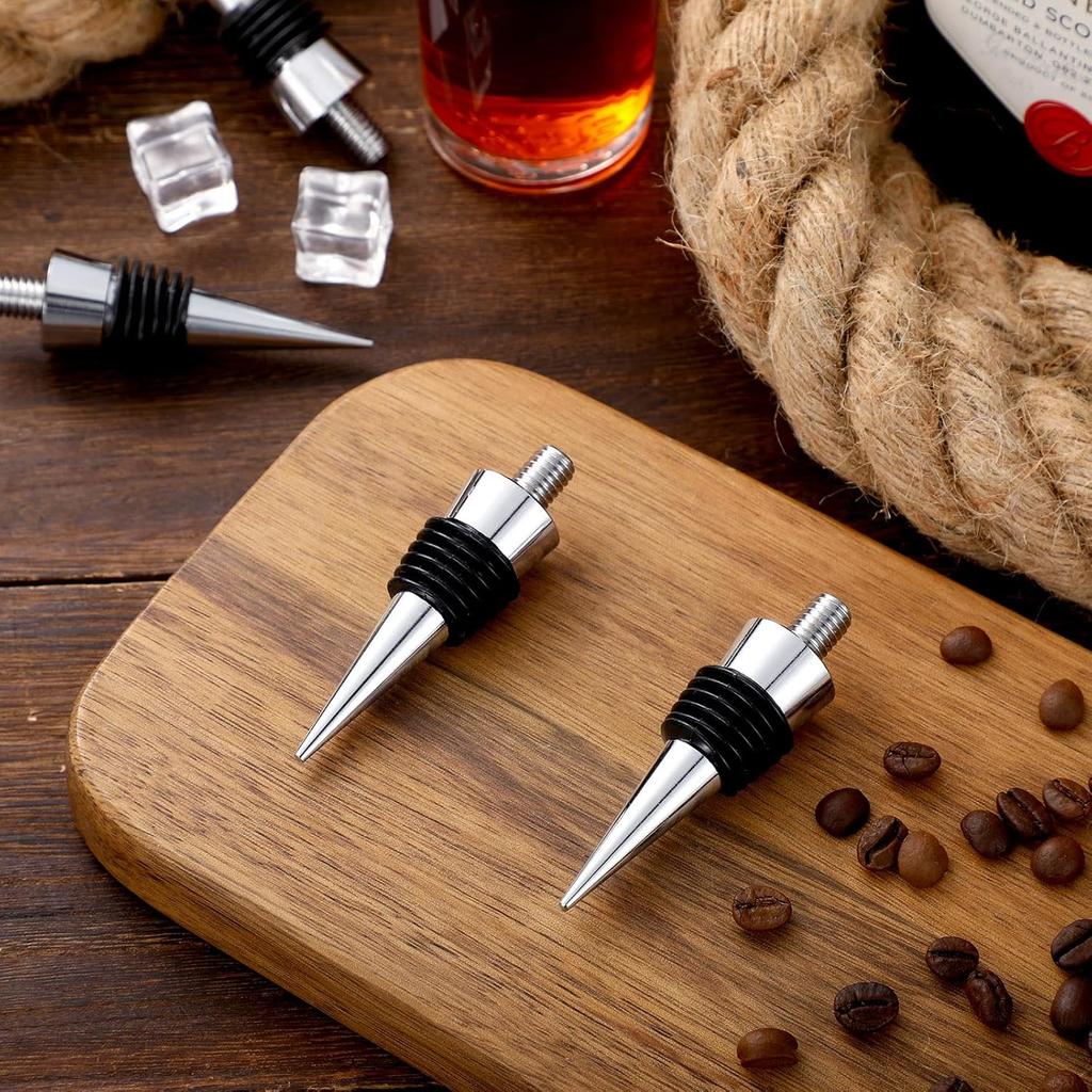 6 Pieces Metal Bottle Stopper 16 x 3/8 Blank Stainless Steel Wine Bottle Stopper Kit Reusable Wine Saver Corks Chrome Bottle Stopper Set Hardware for