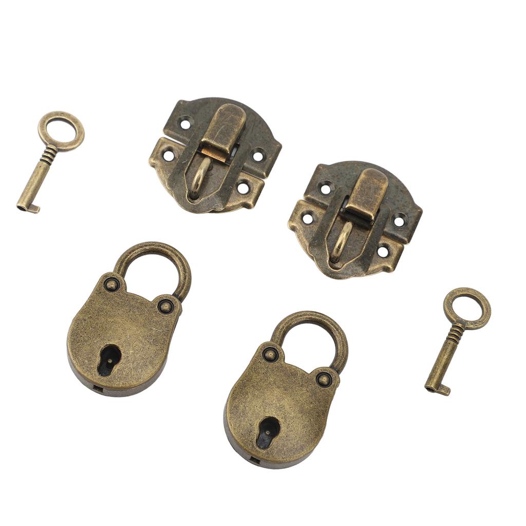 Zinc Alloy Hasp Latch with Screws Vintage Bear Padlock Decorative Lock Set for Wood Case Jewelry Box Crafts Bronze