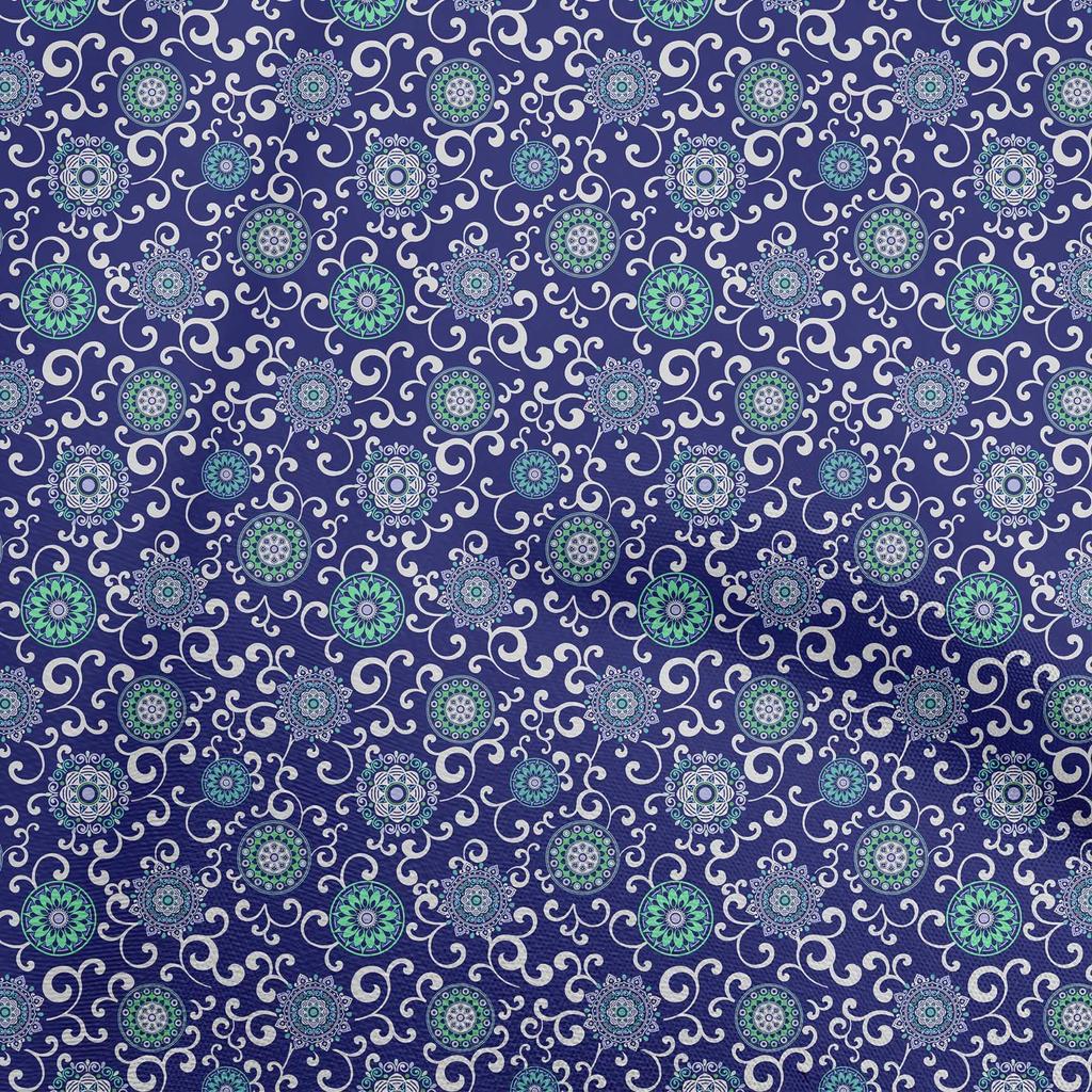 oneOone Cotton Flex Blue Fabric Asian Suzani  Fabric For Sewing Printed Craft Fabric By The Yard 40 Inch