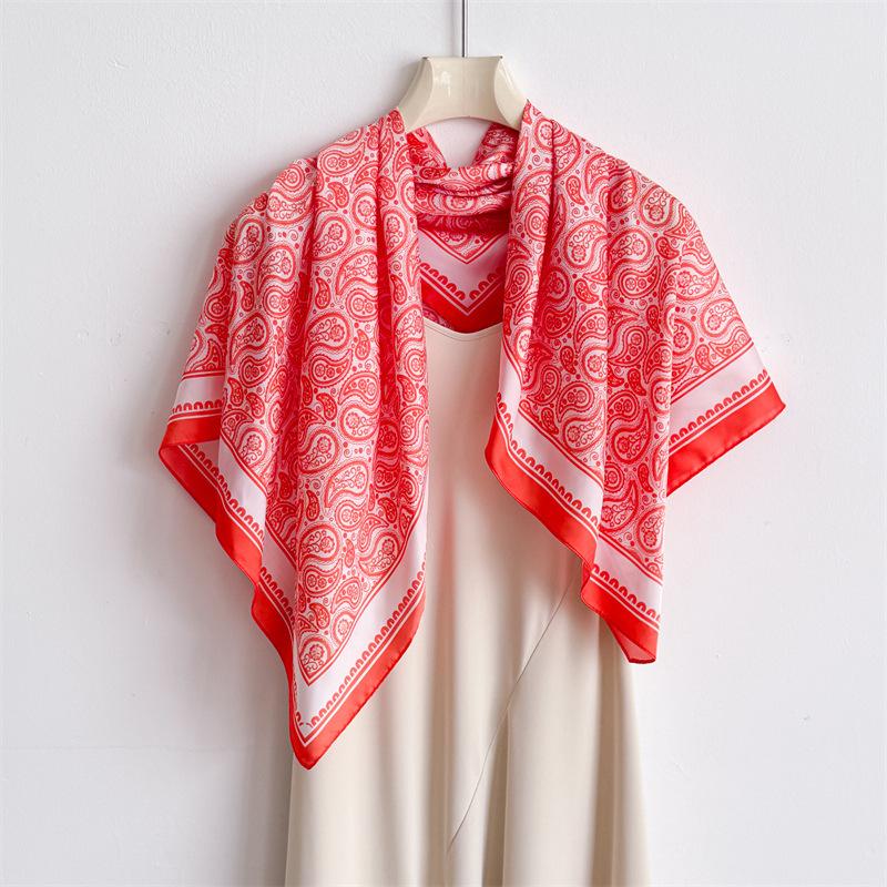 Versatile cashew nut imitation silk high-end large square scarf silk scarf printed shawl decorative scarf sunscreen scarf headscarf scarf