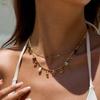 Stainless Steel Gold Plated Layered Necklace Natural Stone Pearl Seahorse Sun Moon Charm Tarnish Proof Women Vacation Jewelry