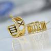 Micro-Inlaid Zircon Earrings, Roman Numerals Design, Fashion Temperament French Matching Jewelry