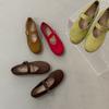 Retro Shallow Mouth One-word Buckle Mary Jane Shoes Women's New Skirt Flat-soled Doudou Shoes