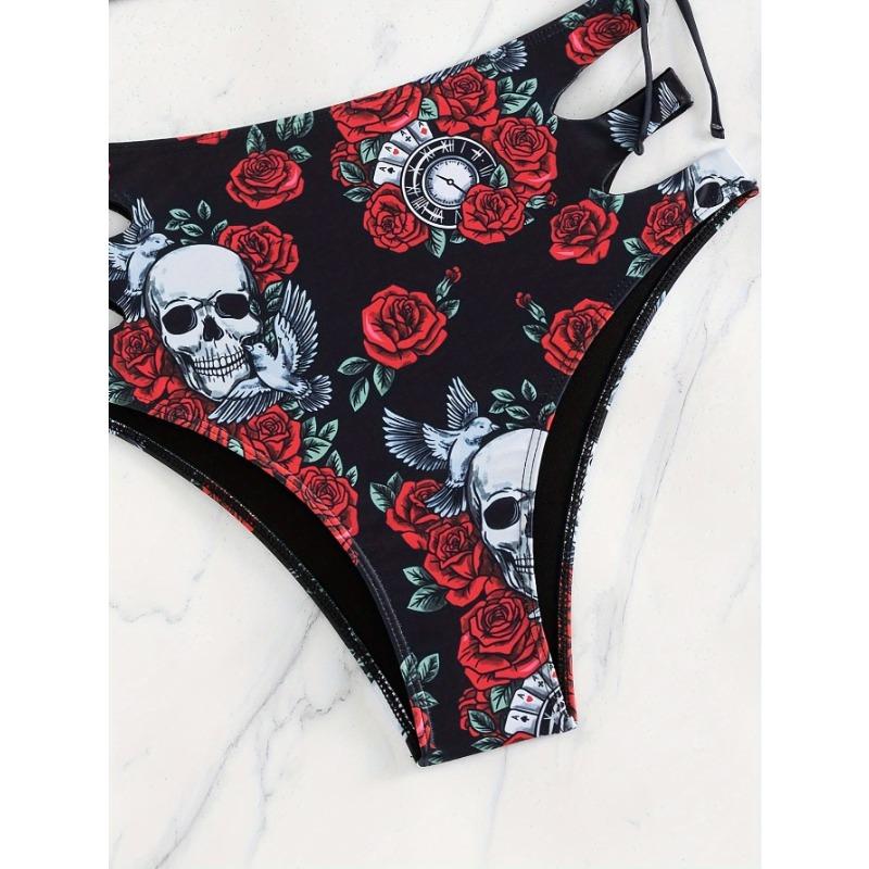 Bikini de Dos Piezas para Mujer sin Mangas, Crop Top y Braguita de Talle Alto con Corte