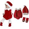 Sunyhom Santa Costume Marshmallow Baby Kigurumi Santa Set for Boys and Romper Baby Shower Fluffy Baby Clothes Set Suit, 3-Piece Girls, Costume,