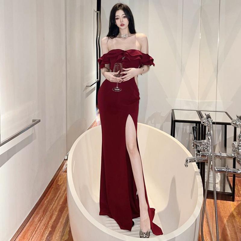 Women's Celebrity Big Brand Temperament Dinner Party High Split Skirt