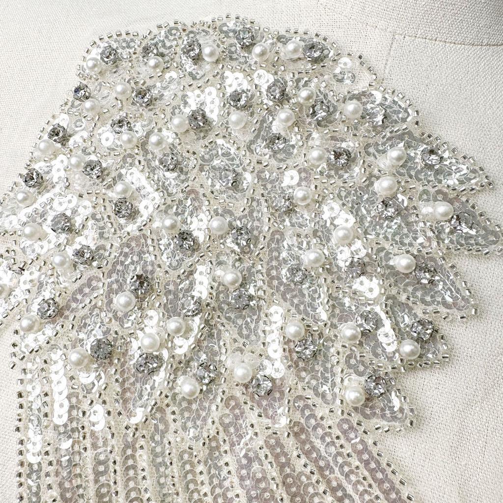 Veil Wedding Dress Corsage Dress Collar Lace Accessories Heavy Industry Sequins Handmade Xiaomi Beads Diamond Wings Feather Decal